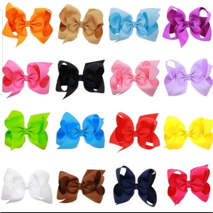 6 Inch Grosgrain Solid Color Bows with Alligator Clips - Brylin Marie Boutique