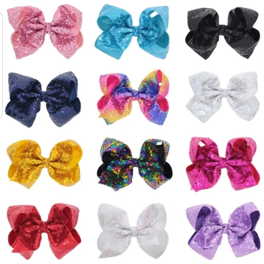 7 Inch Grosgrain Sequin Bows with Alligator Clips - Brylin Marie Boutique