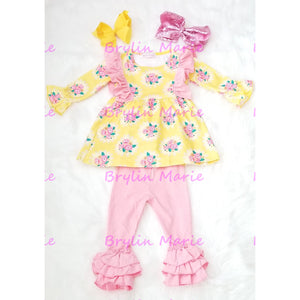Yellow & Pink Flower Set - Brylin Marie Boutique