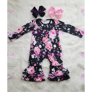 Black Truffle Romper with Roses