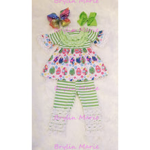 Load image into Gallery viewer, Easter Eggs Green Stripes Lace Set - Brylin Marie Boutique