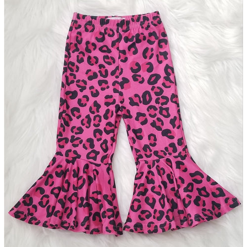 Pantalón de campana de leopardo rosa fuerte